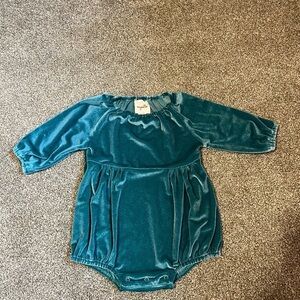 Vignette Teal Velvet Baby One-Piece Bodysuit
